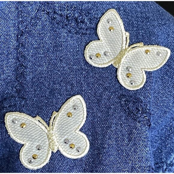 New Direction Denim Jacket Embroidered Floral Butterfly Appliqué Women XL‎ Funky - Picture 8 of 8